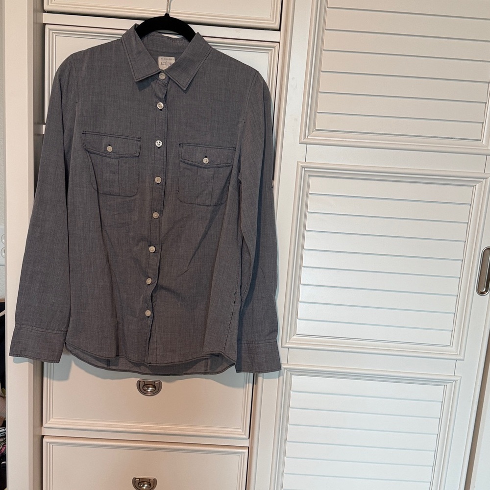 J. Crew Chambray Button-Up Shirt. Small